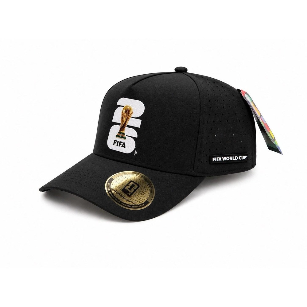 FIFA Mens World Cup 26 Black Water-Resistant Snapback Baseball Hat Size OSFA